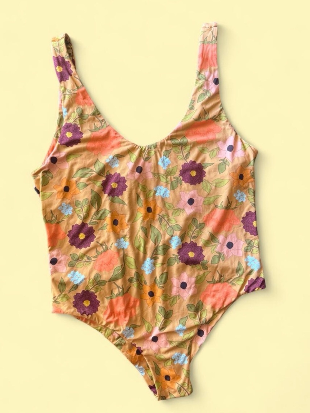 MAI Underwear Bonita 70s Floral Low Back Bodysuit Size XL Like New